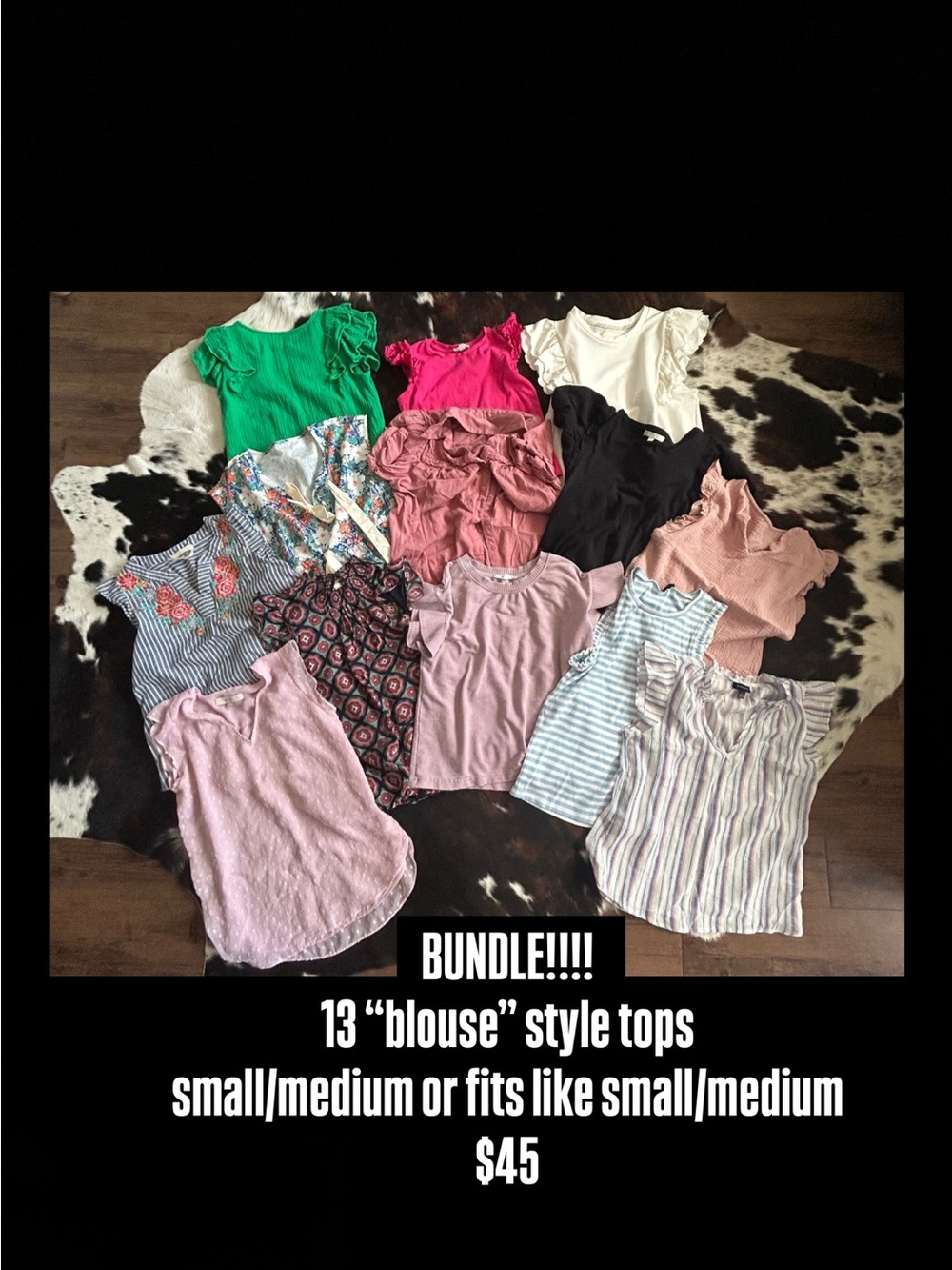 Blouse Tops Bundle - Pink, Green, Black, Cream, Blue & More
